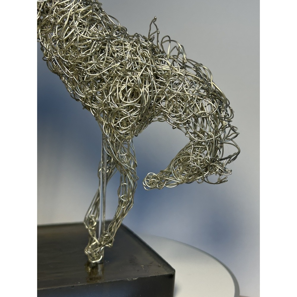 Handmade Silver-Tone Wire Bucking Horse Sculpture Equestrian Metal Art - Picture 6 of 14